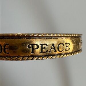Avon Signed Gold Tone Peace Bangle Bracelet
